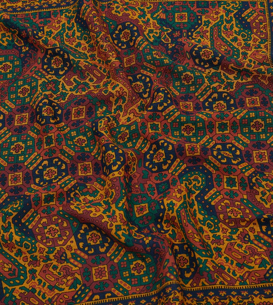 Drake's Gold Tapestry Print Wool-Silk Bandana