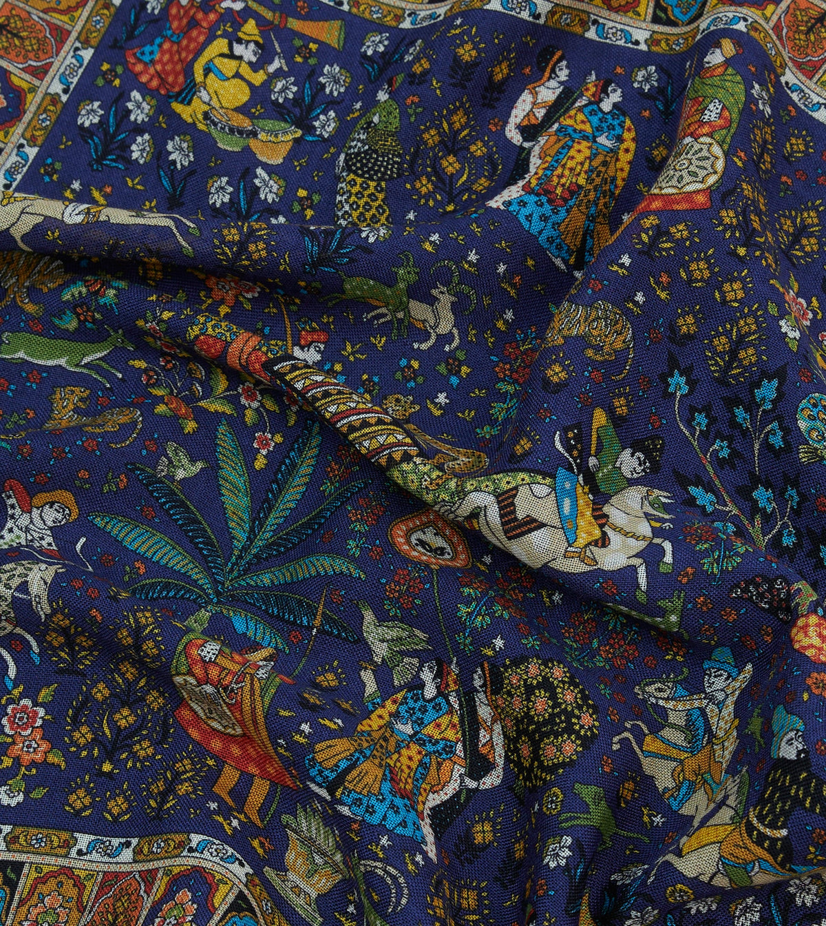 Drake's Navy Mughal Print Wool-Silk Pocket Square - image 6