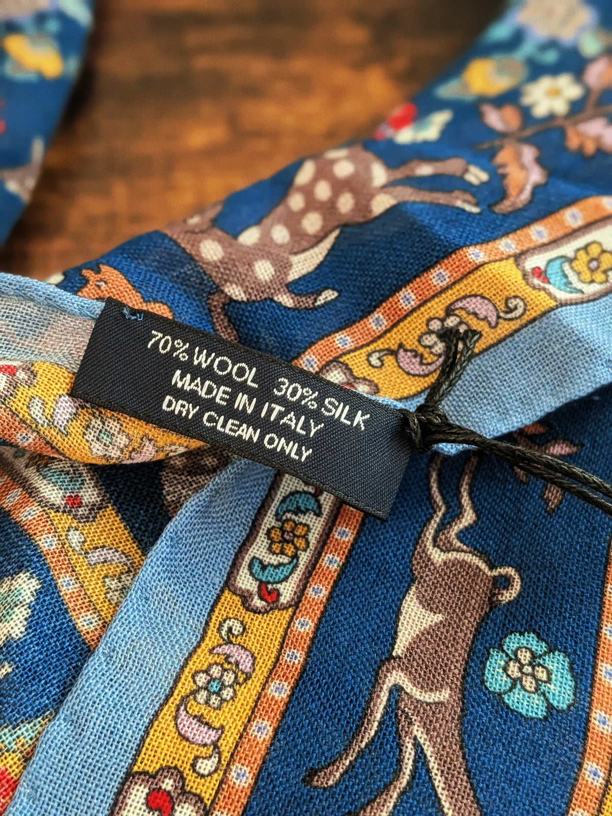 Blue Summer Mughal Print Wool Silk Scarf