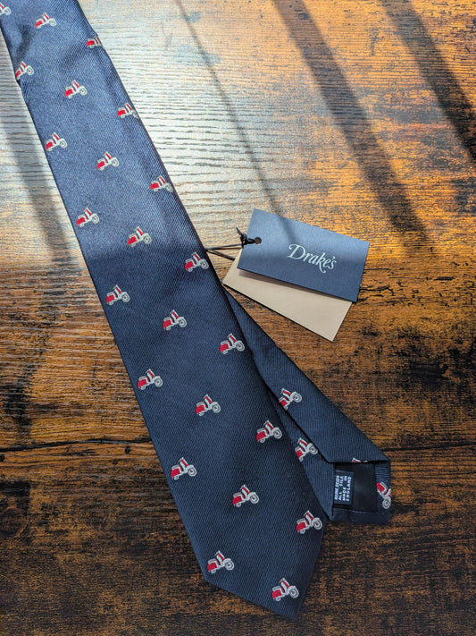 Curated Selection: Drake’s London "Vintage Vespa" Silk Twill Ties (Available in 4 Colorways)