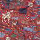 Drake's Red Green Mythical Animals Print Wool Silk Scarf Limited Edition
