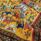 Gold Elephant Village Print Wool-Silk Scarf