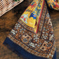 Gold Elephant Village Print Wool-Silk Scarf
