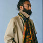 Drake's Navy and Yellow Navajo Print Wool-Silk Scarf
