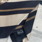 Drake's Navy, White and Fawn Stripe Repp Silk Tipped Tie