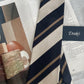 Drake's Navy, White and Fawn Stripe Repp Silk Tipped Tie