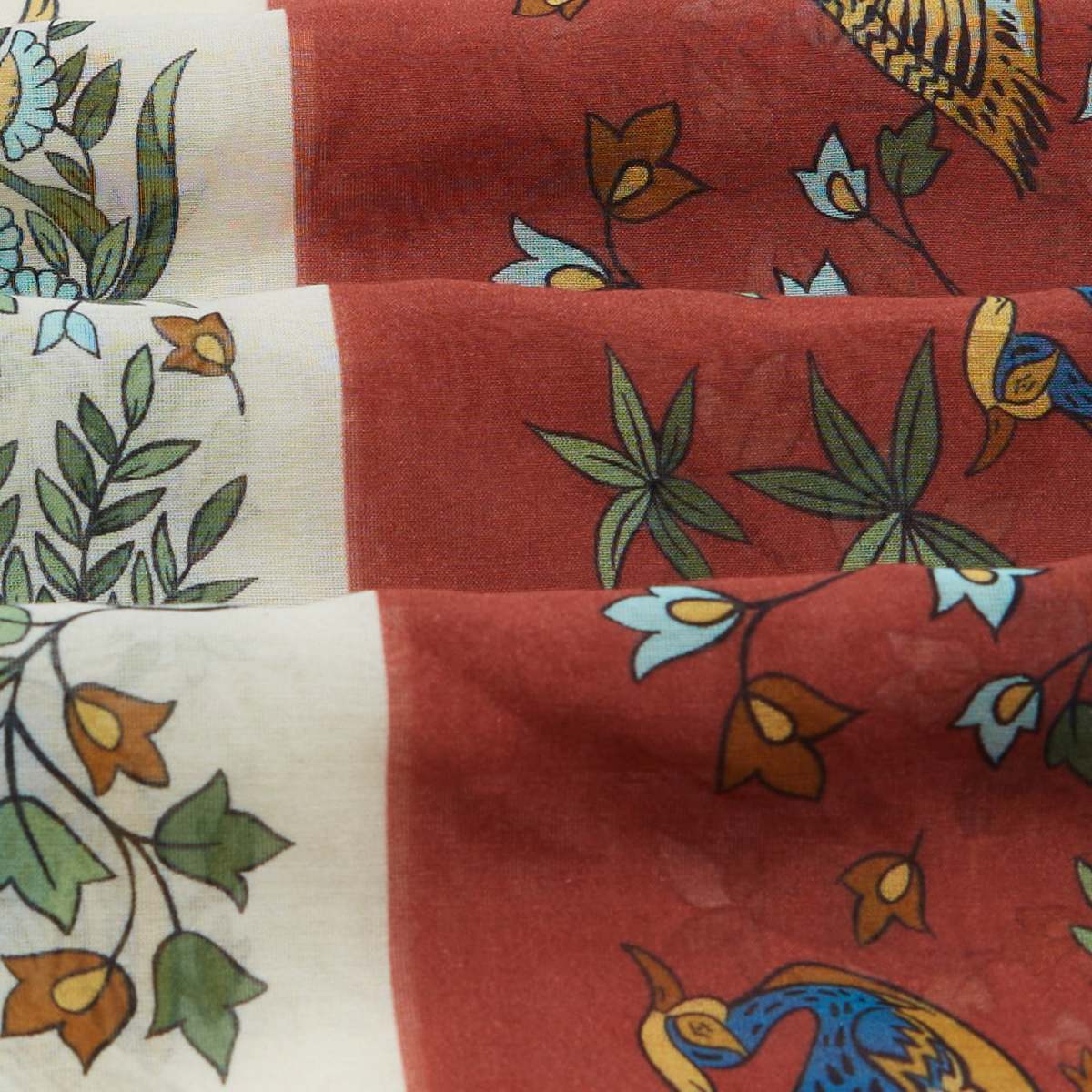 Birds Of Paradise Print Wool-Silk Bandana Limited Edition