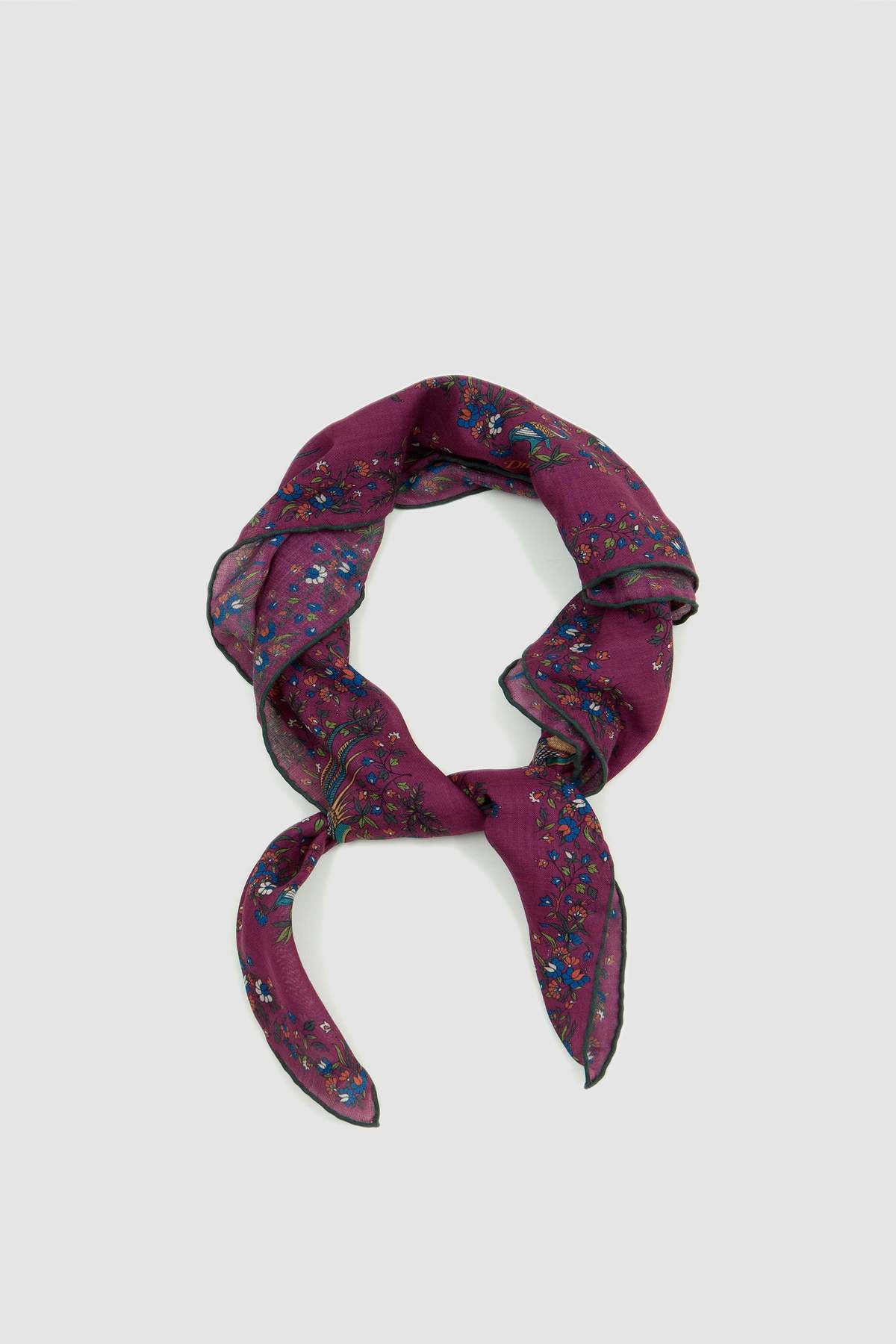 Drake‘s Magenta Birds of Paradise Print Wool-Silk Square Scarf Limited Edition