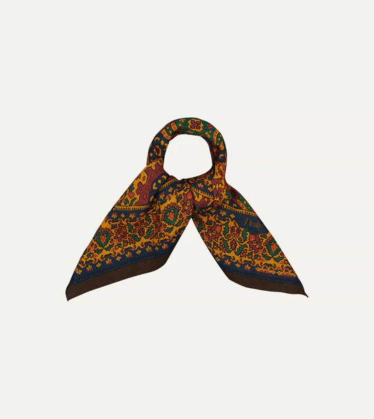 Drake's Gold Tapestry Print Wool-Silk Bandana