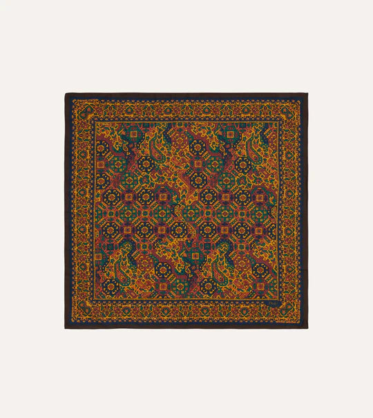 Drake's Gold Tapestry Print Wool-Silk Bandana