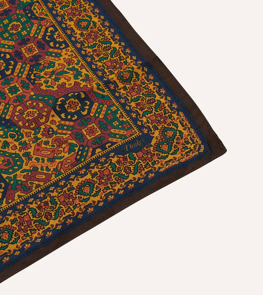 Drake's Gold Tapestry Print Wool-Silk Bandana