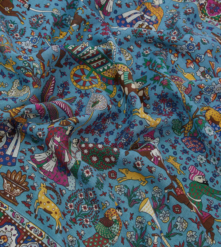 Drake's Navy Floral Mughal Print Wool-Silk Bandana Limited Edition