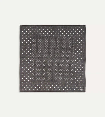 Drake's Black Spots Print Wool-Silk Pocket Square