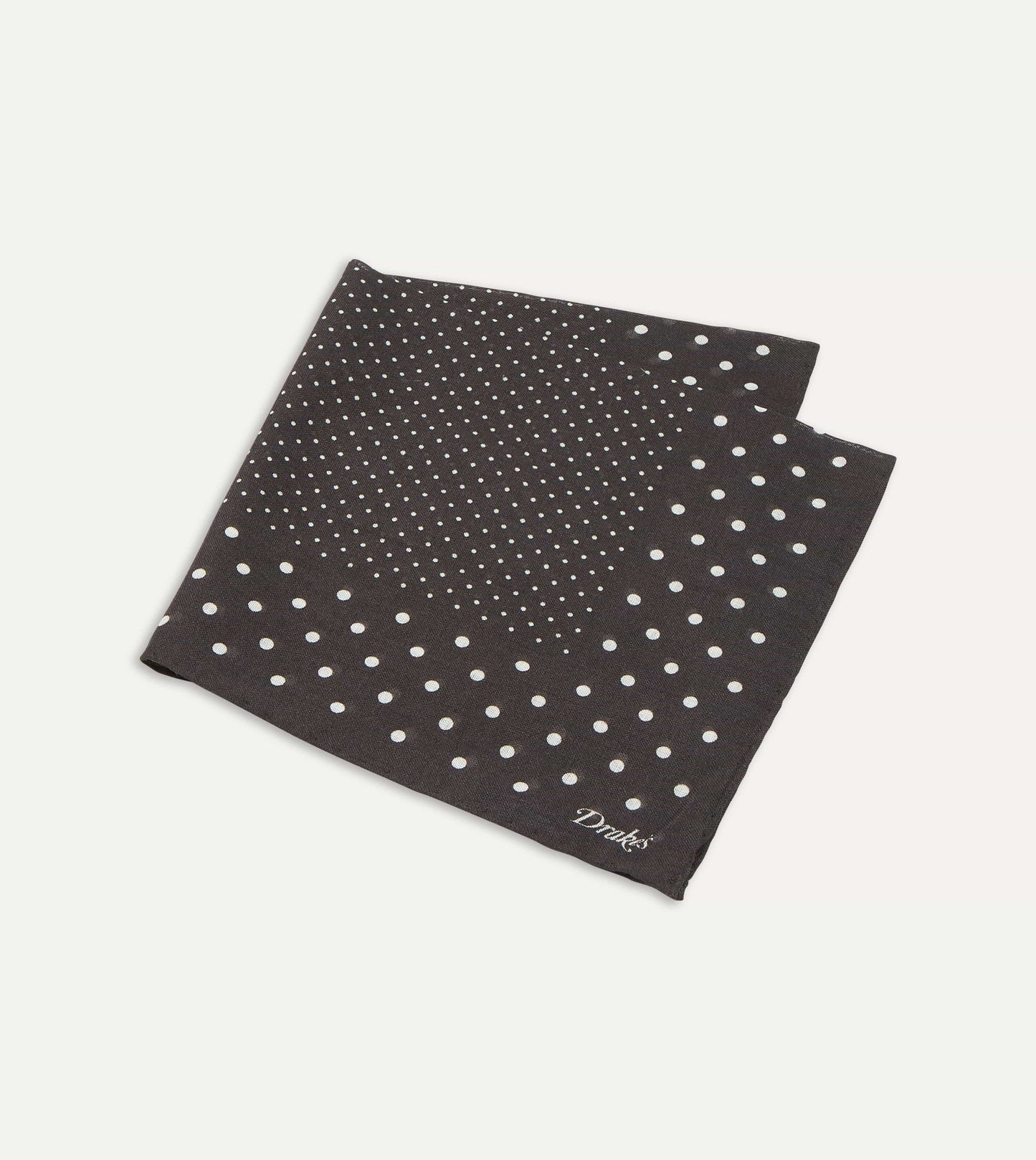 Drake's Black Spots Print Wool-Silk Pocket Square