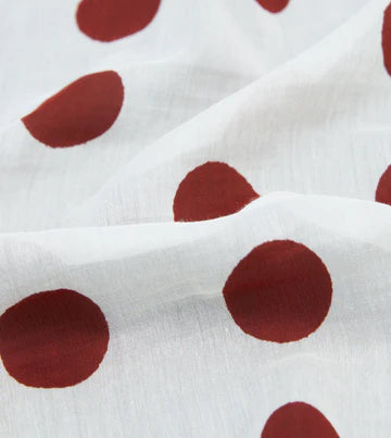 Drake's Brown, Ecru and Red Large Spots Print Cotton-Silk Pocket Square