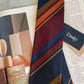 Drake's Multicoloured Striped Handmade Silk Tie With Tag