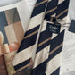 Drake's Navy, White and Fawn Stripe Repp Silk Tipped Tie