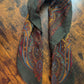 Drake's Green Large Paisley Floral Print Wool-Silk Bandana