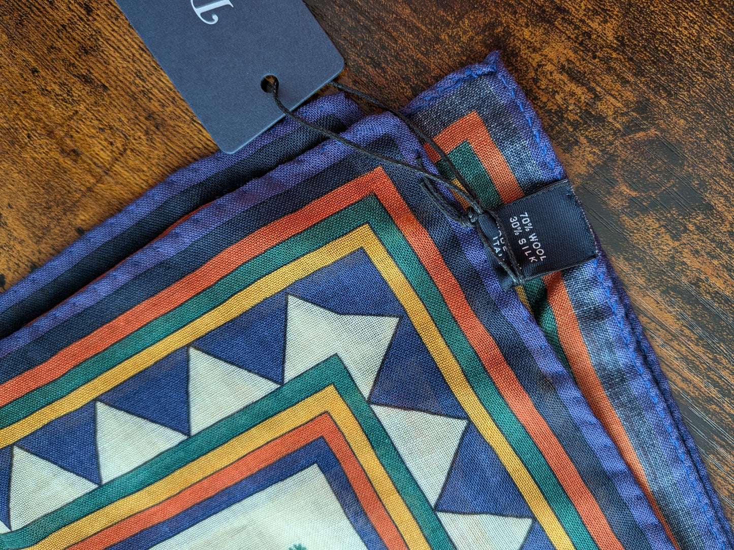 Drake's Orange Buddhist Rider Print Wool-Silk Bandana