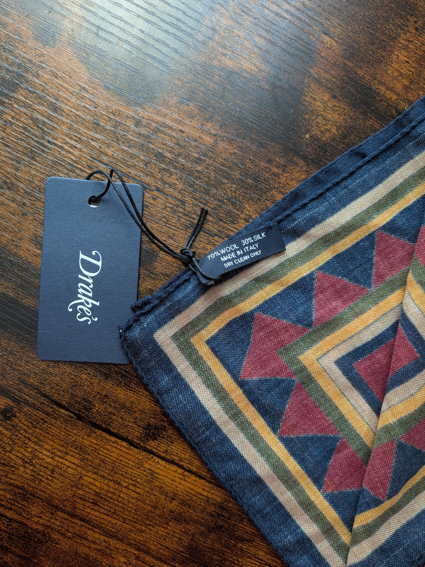 Drake's Burgundy Buddhist Rider Print Wool-Silk Bandana