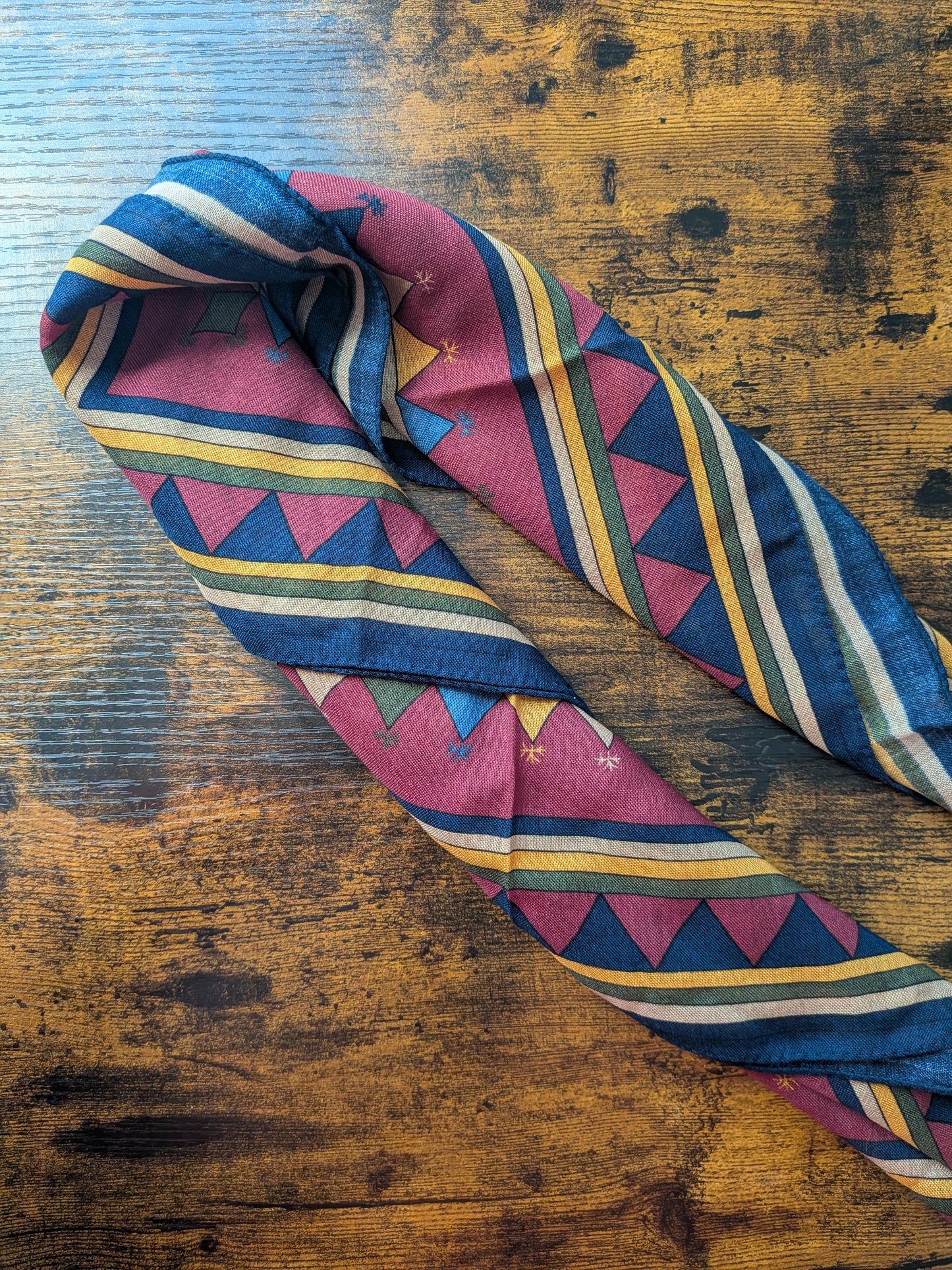 Drake's Burgundy Buddhist Rider Print Wool-Silk Bandana