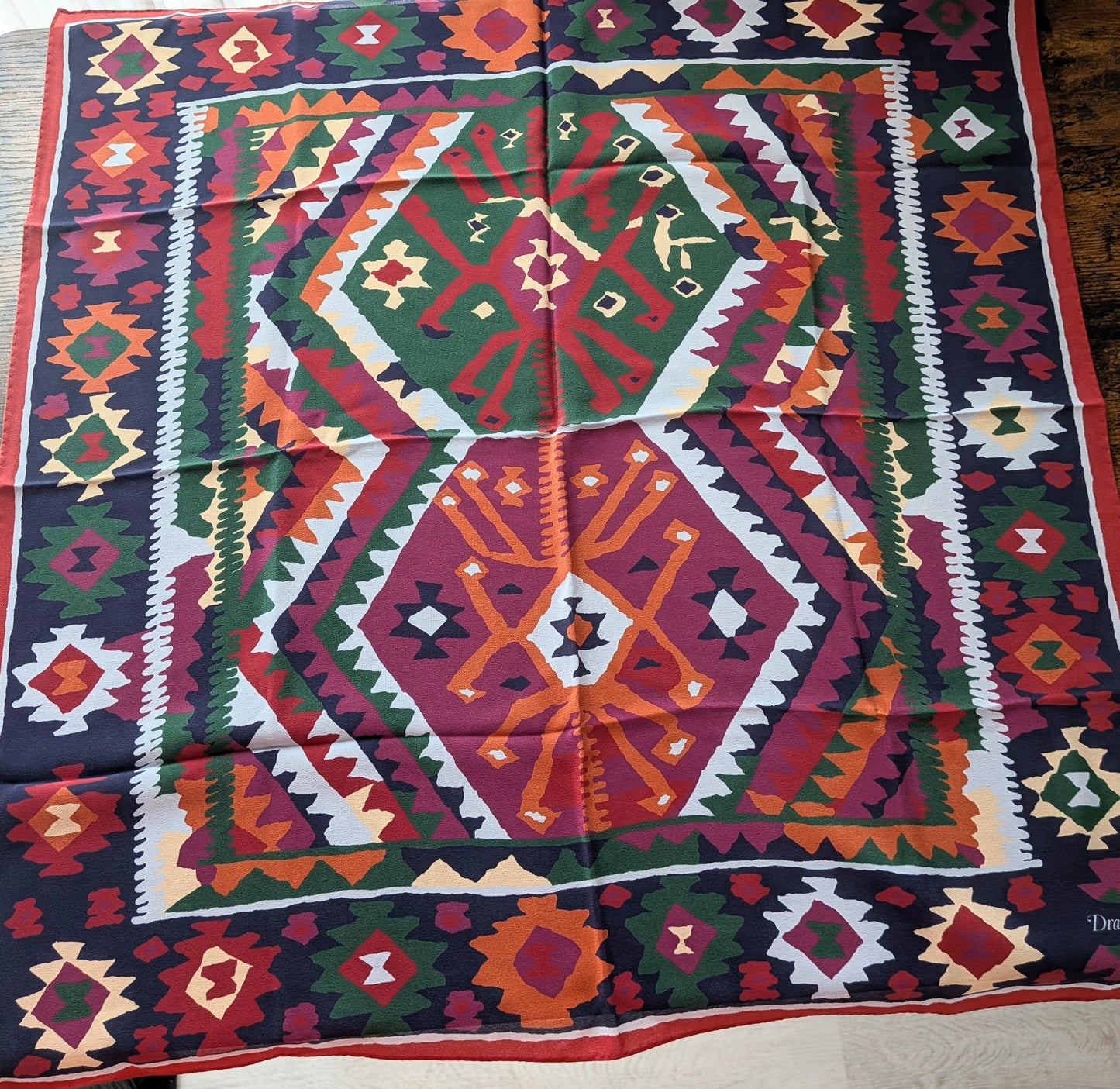 Drake's Kilim Print Silk Bandana