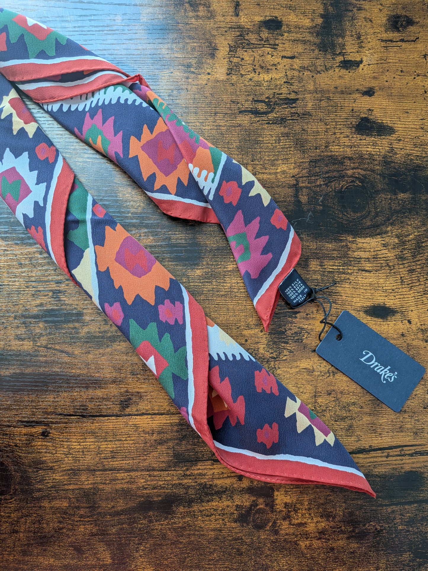 Drake's Kilim Print Silk Bandana