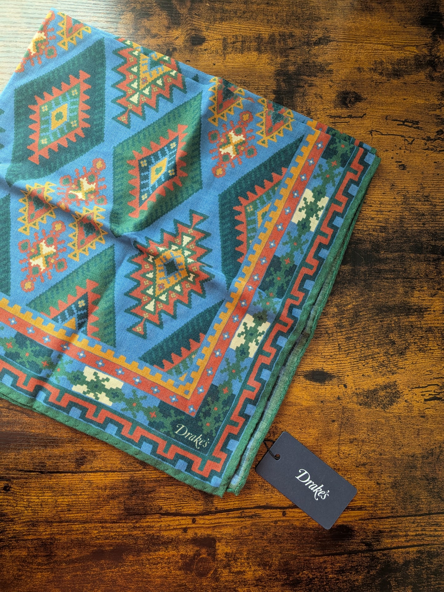 Drake's Kilim Print Wool-Silk Bandana