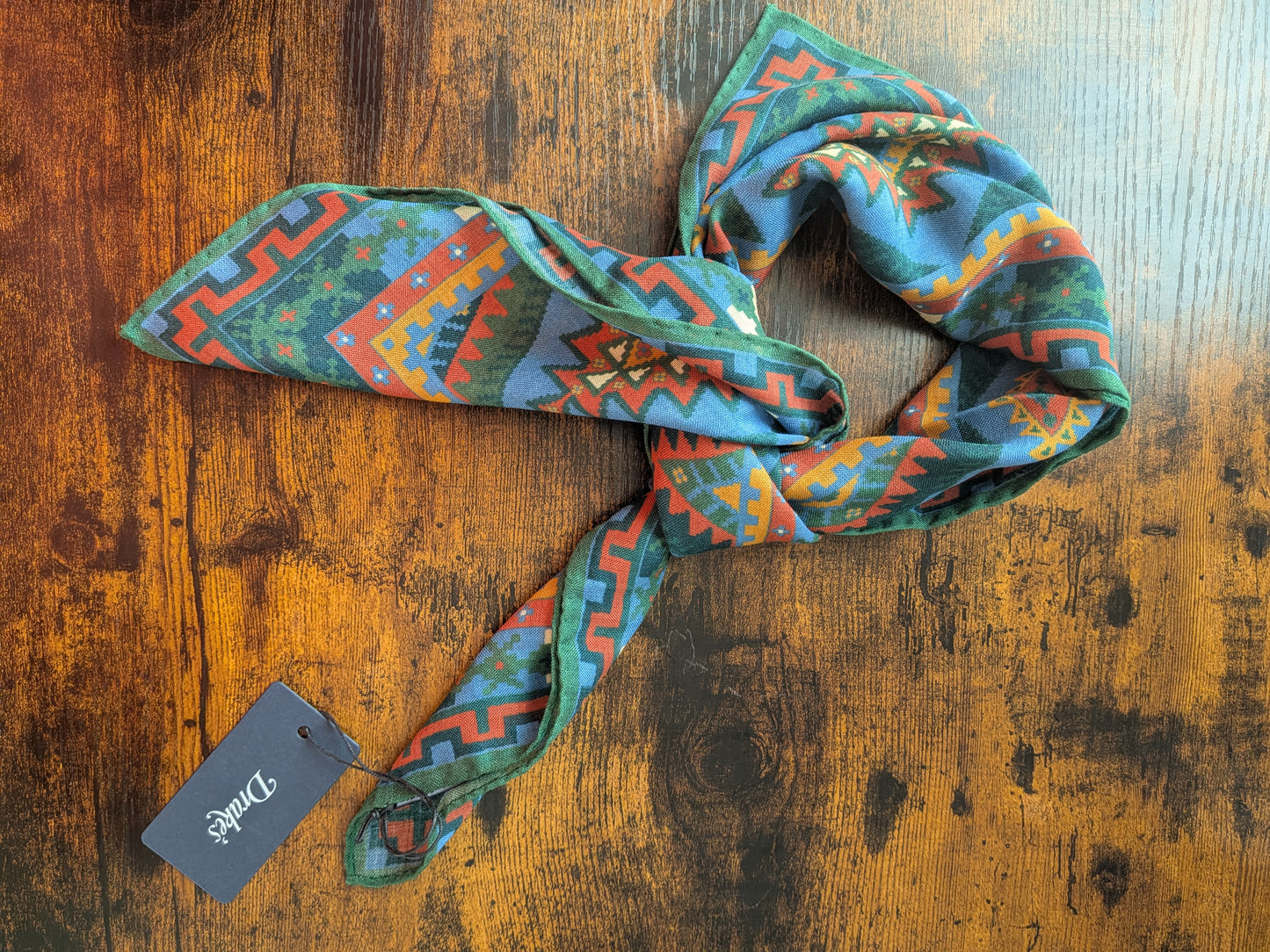 Drake's Kilim Print Wool-Silk Bandana