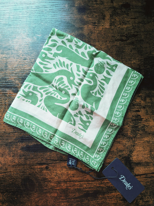 Drake's Clementina Collection Print Silk Pocket Square