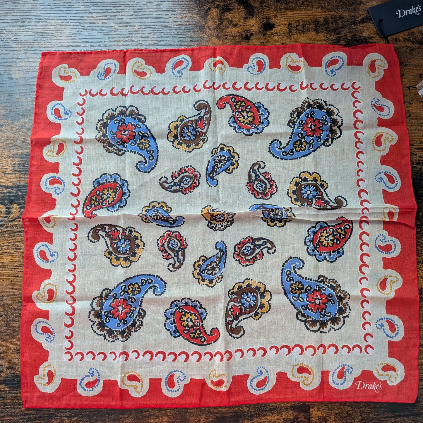 Drake's Paisley Print Cotton-Silk Pocket Square