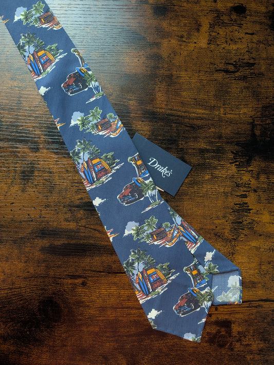 Drakes Tropical Vacation Handmade Rolled Edge Tie With Tag Limited Edition