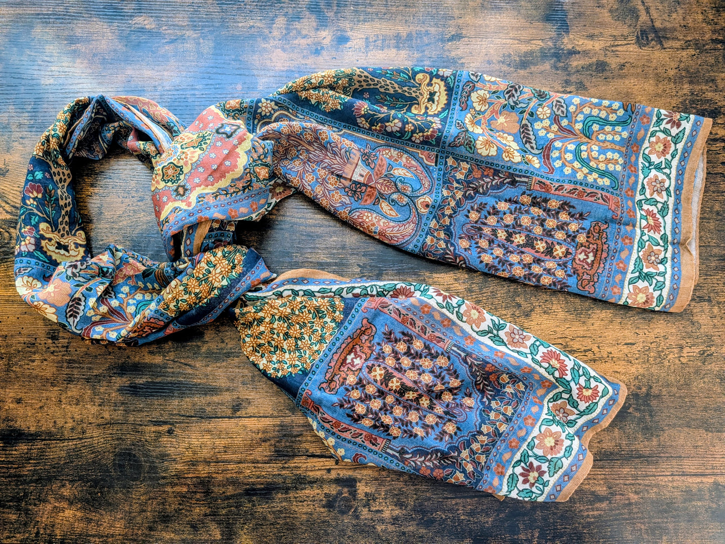 Drake's Ochre Floral Print Wool Silk Scarf Limited Edition