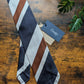 Drake's Navy, Brown and White Striped Handmade Silk Tie With Tag