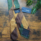 Drake's Green, Brown and Yellow Striped Handmade Silk Tie With Tag