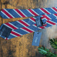 Drake's Blue, Burgundy and White Striped Handmade Silk Tie With Tag
