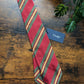 Drake's Red, Khari and Yellow Striped Handmade Silk Tie With Tag
