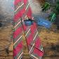 Drake's Red, Khari and Yellow Striped Handmade Silk Tie With Tag