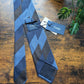 Drake's Navy, Blue and Brown Striped Handmade Silk Tie With Tag