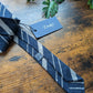 Drake's Navy and White Striped Handmade Silk Tie With Tag