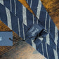 Drake's Navy and White Striped Handmade Silk Tie With Tag