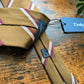 Drake's Mustard Brown, Burgundy Striped Handmade Silk Tie With Tag