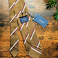 Drake's Mustard Brown, Burgundy Striped Handmade Silk Tie With Tag