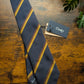 Drake's Navy, Yellow and Brown Striped Handmade Silk Tie With Tag