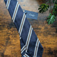 Drake's Navy, Brown and White Striped Handmade Silk Tie With Tag