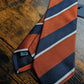 Drake's Orange, Navy and White Striped Handmade Silk Tie With Tag