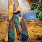 Drake's Brown, Green and Yellow Striped Handmade Silk Tie With Tag