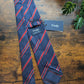 Drake's Navy, Red and White Striped Handmade Silk Tie With Tag