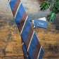 Drake's Brown, Yellow and Blue Striped Handmade Silk Tie With Tag