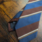 Drake's Brown, Yellow and Blue Striped Handmade Silk Tie With Tag